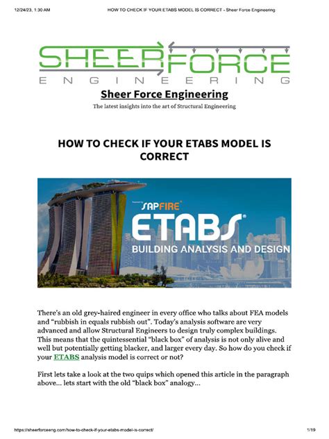 HOW TO CHECK IF YOUR ETABS MODEL IS .